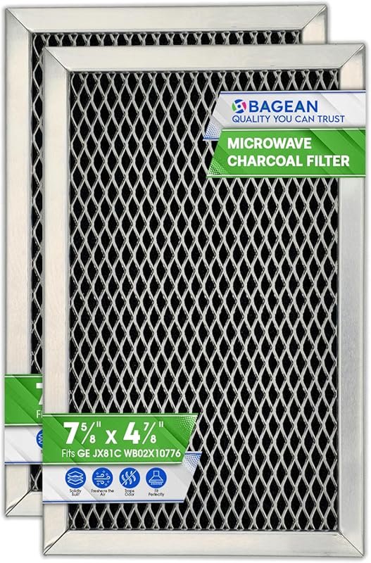 2-Pack JX81C Charcoal Filter (7.68”x4.85”) for GE WB02X10776, LG, Kenm