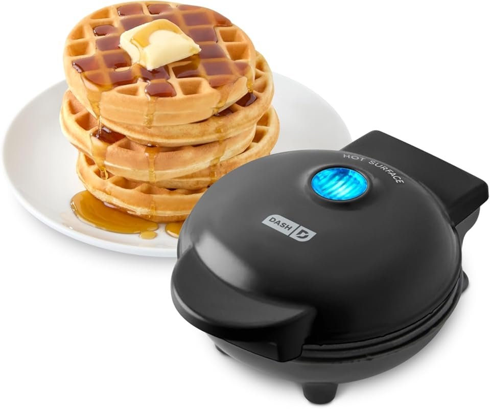 Dash Mini Compact PTFE Nonstick Waffle Maker for Kids & Families, Blac
