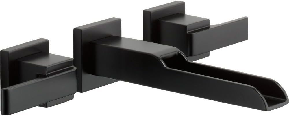 Delta Ara Wall Mount Lavatory Faucet Trim Matte Black Two Handle