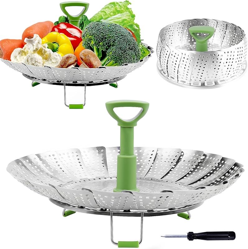 Consevisen Vegetable Steamer Basket: Expandable Stainless Steel Foldin