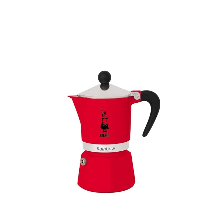 Bialetti Moka Express Rainbow Red – 3-Cup Iconic Italian Stovetop Espr