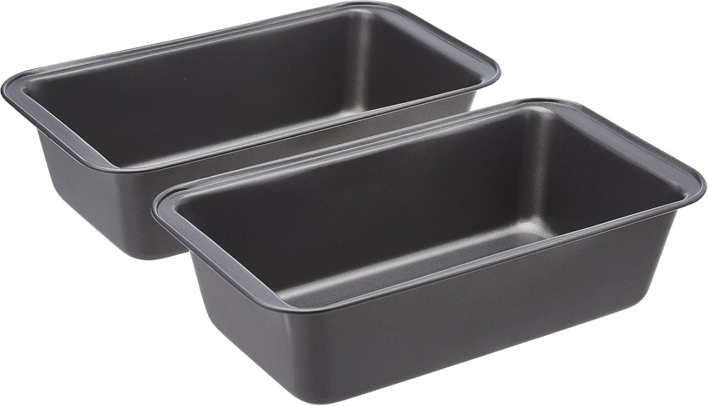 Amazon Basics Rectangular Nonstick Bread Loaf Pan Set for Even Heat, 9