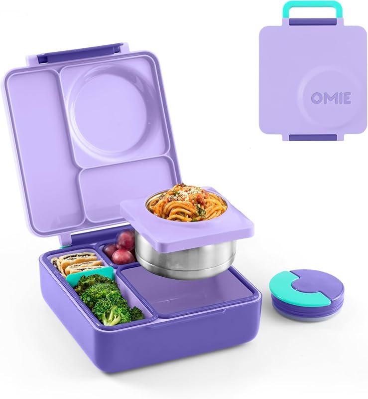 OmieBox Kids Bento Box – Insulated 3 Compartment Lunch with Two Temper
