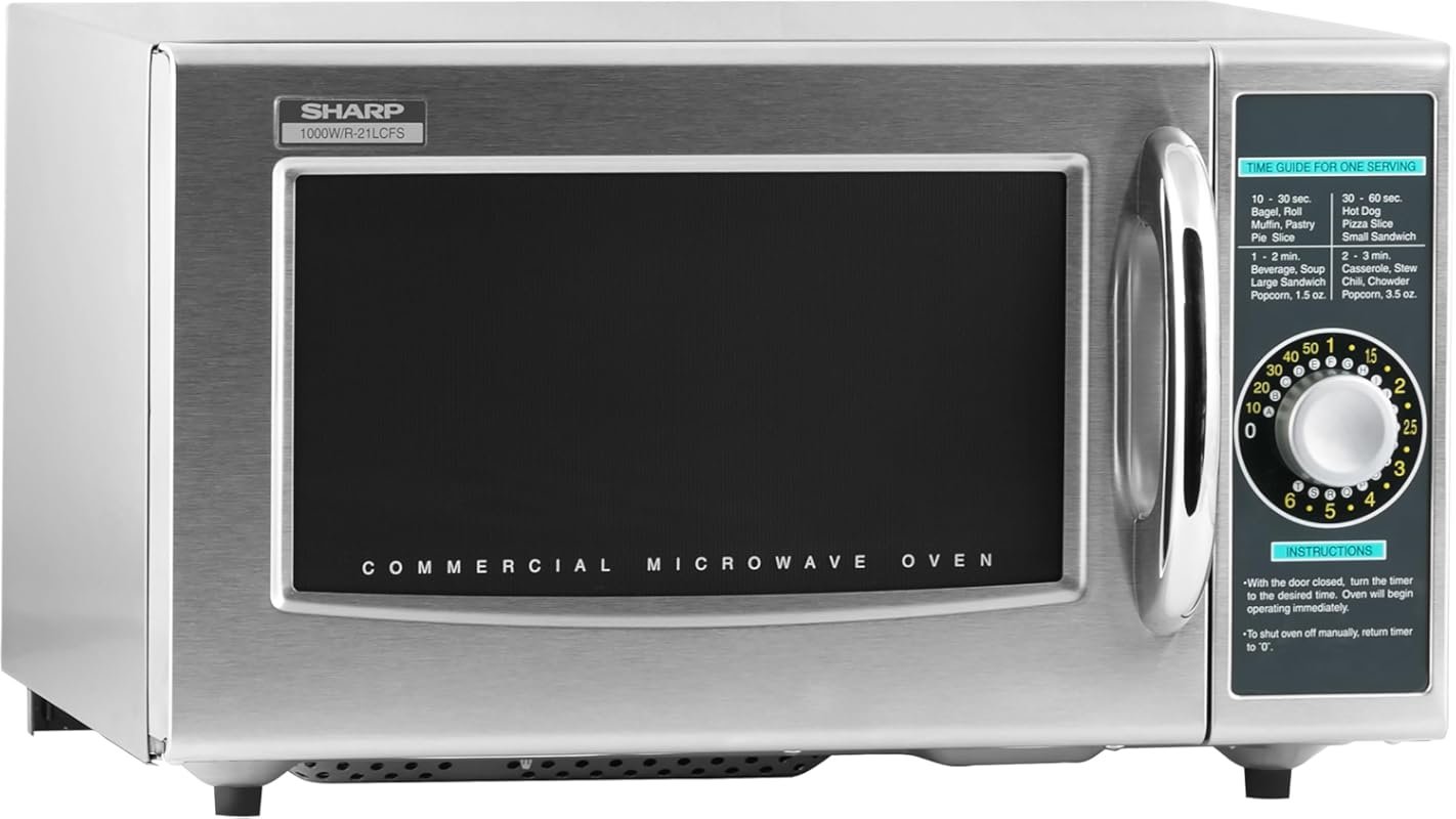 Sharp R-21LCFS Commercial Microwave Oven, 1000W, Dial Timer, Stainless