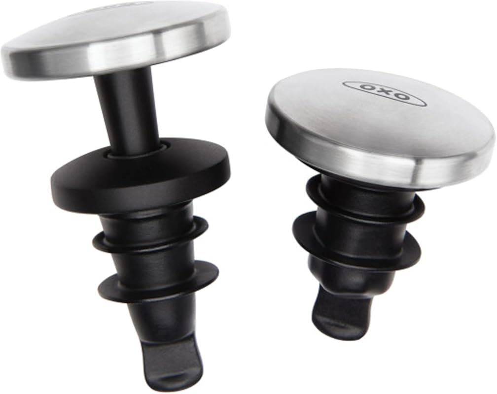 OXO Steel Leakproof Expanding Wine Stopper (2 Pack) – Reusable Seal