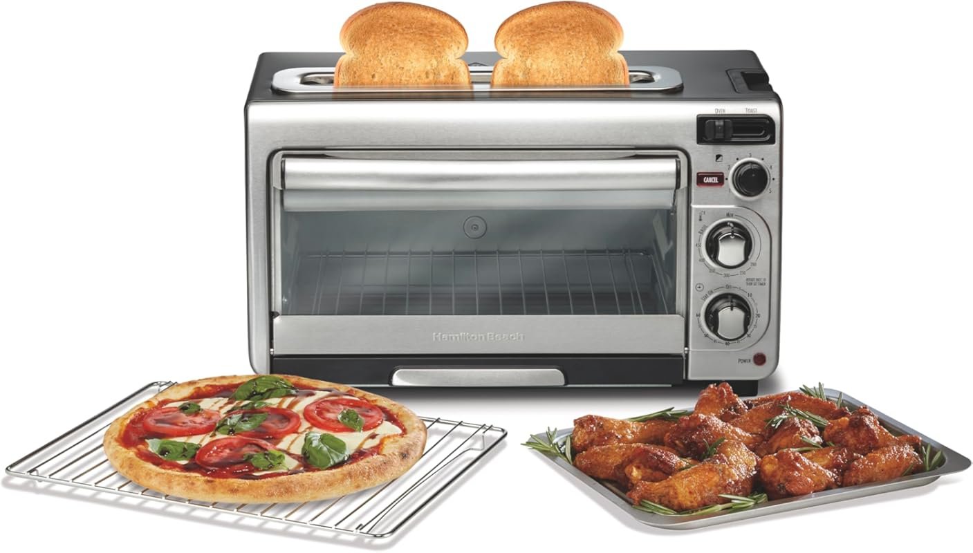 Hamilton Beach 31156 Long Slot 2-Slice Toaster & Oven Combo, 60 Min Ti