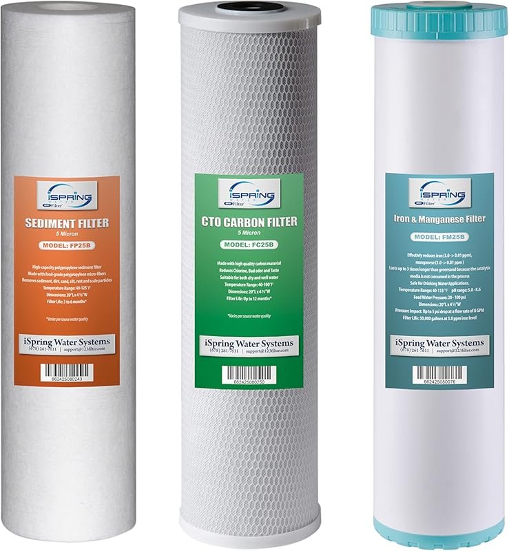 iSpring F3WGB32BM 3-Stage Whole House Water Filter Set with Sediment, 