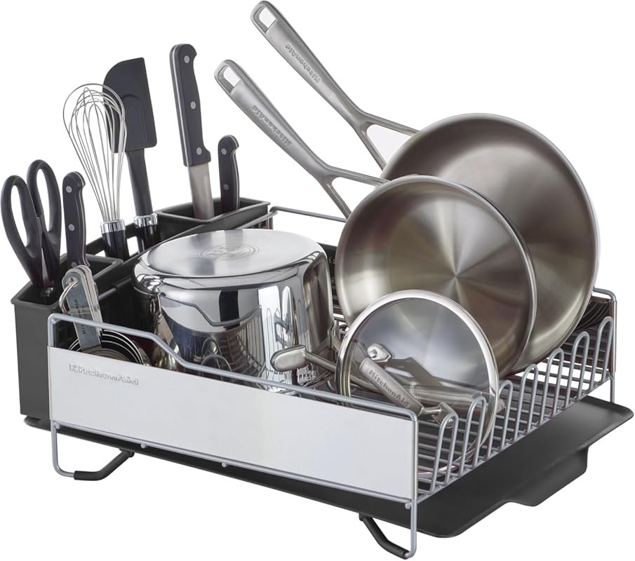KitchenAid large capacity rust-resistant dish rack with angled drain b