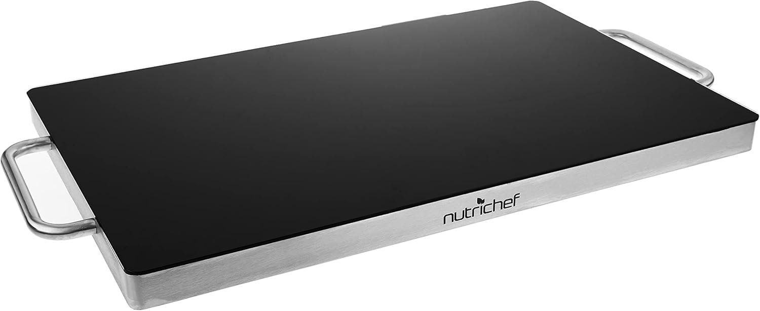 NutriChef Stainless Warming Hot Plate, Portable Food Warmer with Black