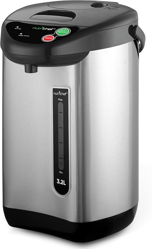 NutriChef 3.38 QT Hot Water Urn with Auto & Manual Dispense & Safety L