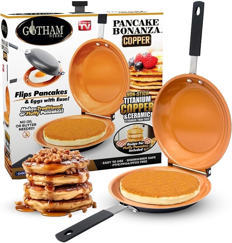 Gotham Steel Double-Sided Ceramic Nonstick Copper Pancake Maker Griddl