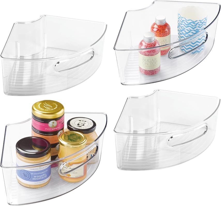 iDesign 1/4 Wedge Plastic Lazy Susan Bin for Kitchen, Pantry & Counter
