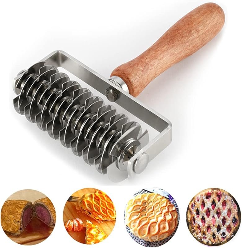 Stainless Steel Lattice Roller Cutter for Pie, Pizza, Bread & Beef Wel