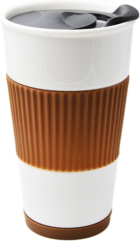 Double Wall Insulated Travel Coffee Cup with Slider Lid, Silicone Slee