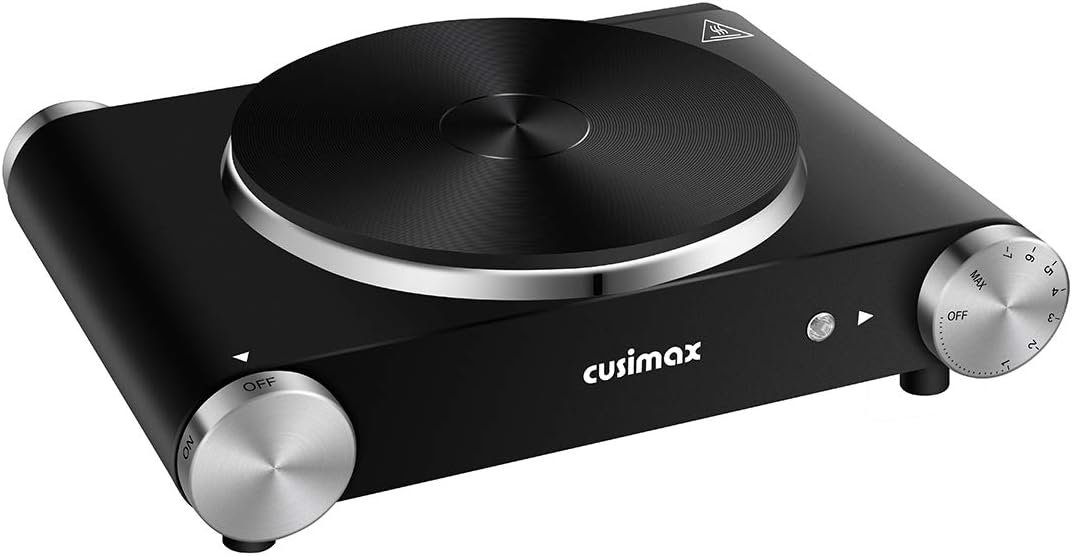 CUSIMAX 1500W Portable Cast Iron Electric Hot Plate with Adjustable He