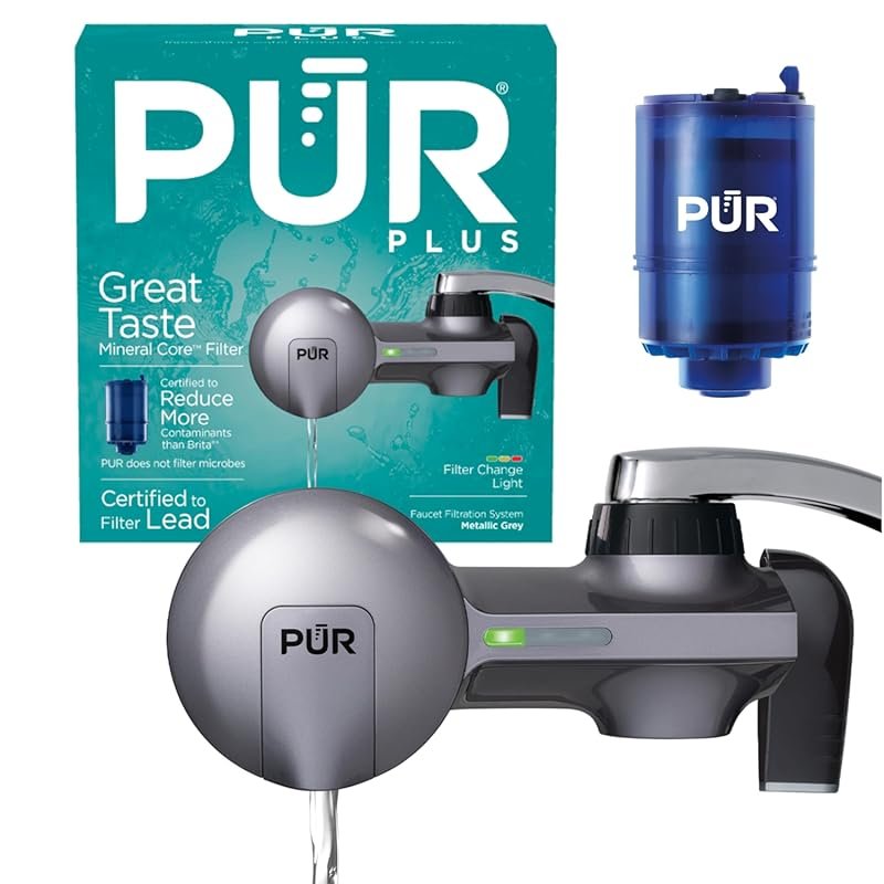 PUR Plus Horizontal Faucet Mount Filtration System, 3-in-1 Lead Reduci