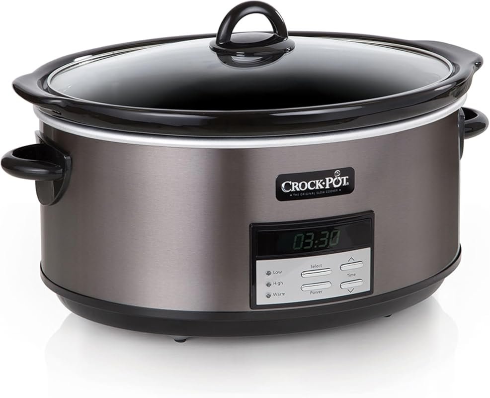 Crock-Pot 8-Quart Programmable Slow Cooker with Auto Warm – Black Stai