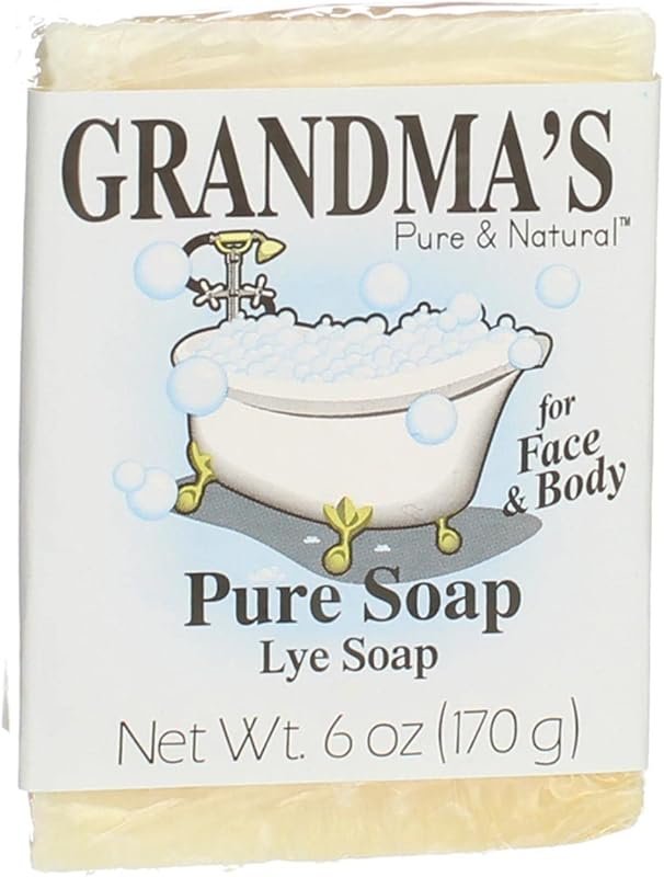 Grandma's Lye Face & Body Soap - 6 oz, Pack of 3, Unscented Cleanser
