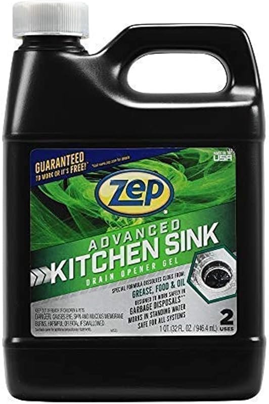 Zep Advanced Drain Opener – 32 oz Grease-Free Formula for Kitchen Drai