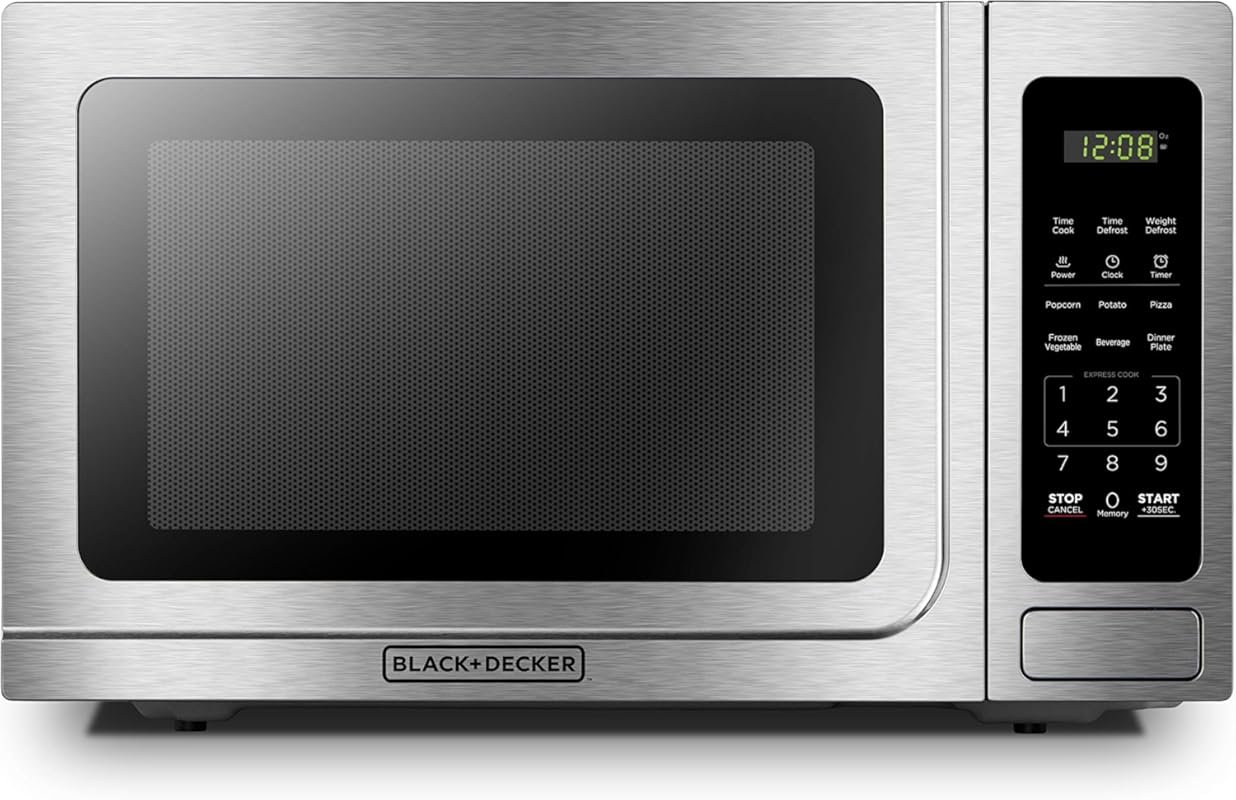 BLACK+DECKER 1.4 Cu. Ft. Digital Microwave with Push-Button Door & Chi