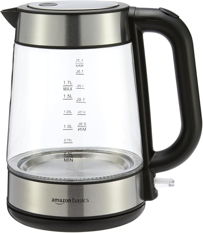 Amazon Basics 1.7L Electric Kettle with Glass Carafe & BPA-Free