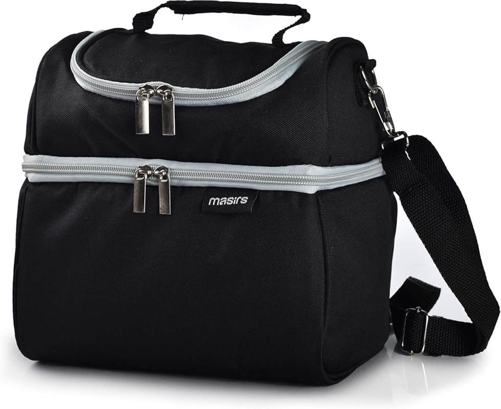 Masirs Insulated Lunch Tote with Dual Zippered Compartments for Warm o
