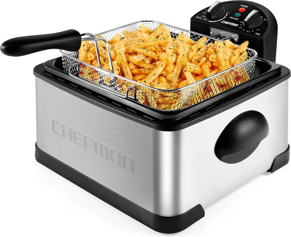 Chefman 4.5L Deep Fryer with Basket, Timer & Adjustable Heat, Stainles