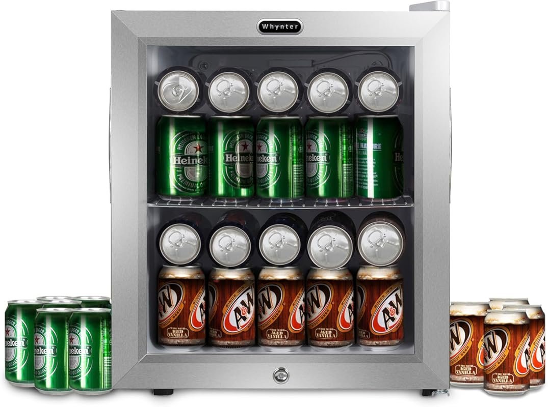 Whynter 68-Can Double-Layer Glass Door Drink Mini Fridge, 1.6 Cu. Ft.,