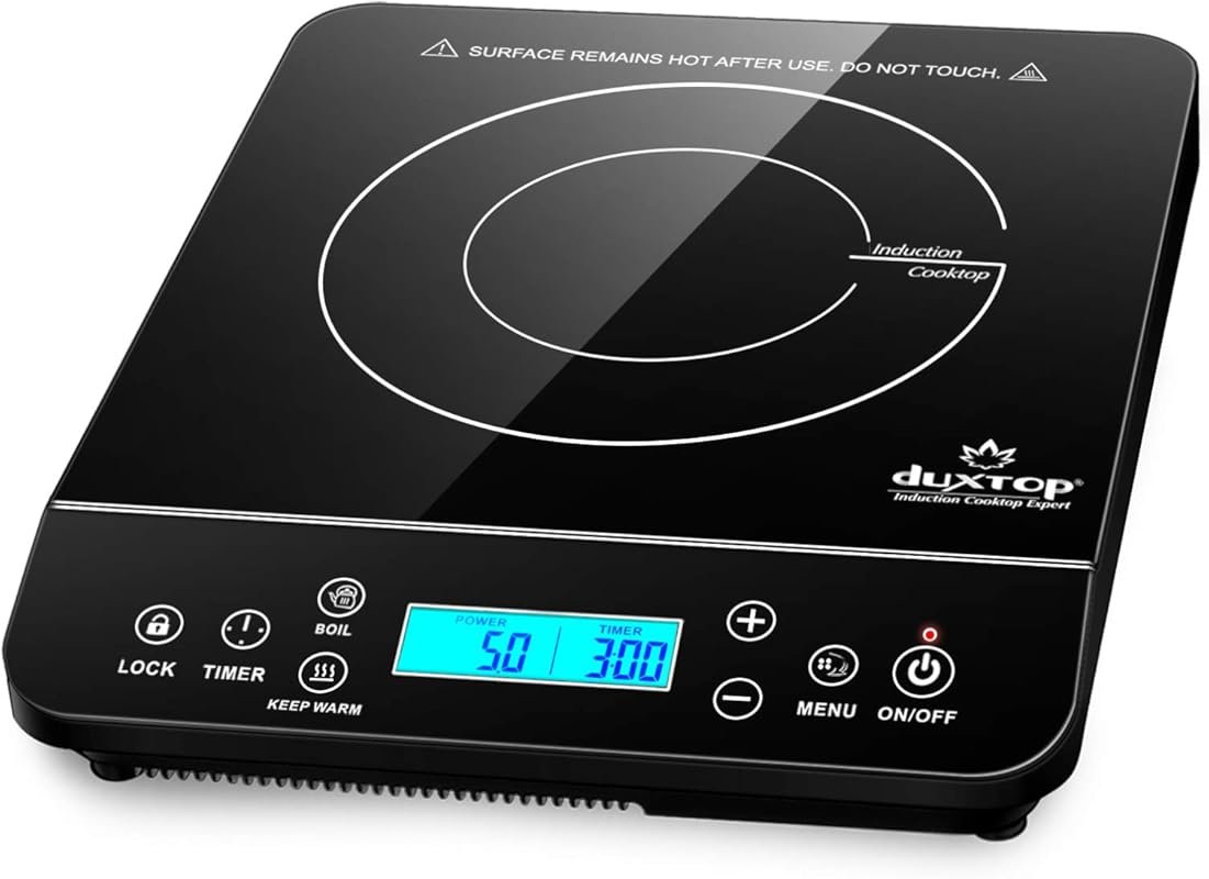 Duxtop Portable Induction Cooktop with 1800W LCD Touch & Black Finish