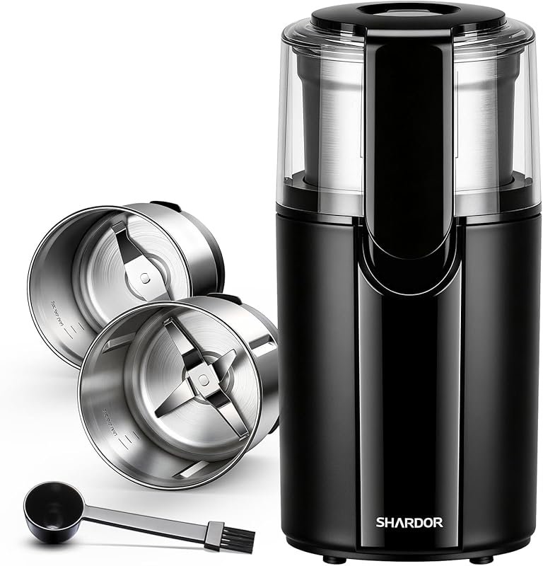 SHARDOR Electric Grinder with 2 Stainless Steel Bowls for Coffee Beans