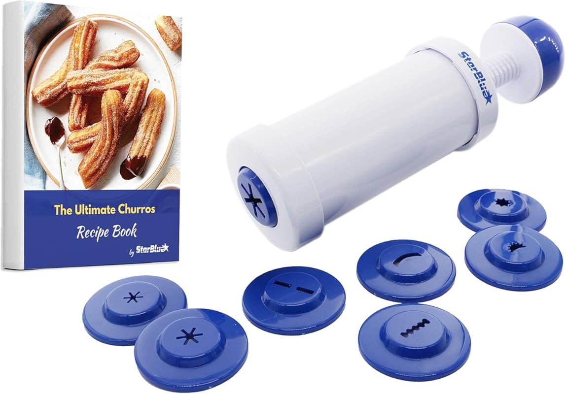 StarBlue Churro Maker with Free Recipe e-Book & 8 Shape Piping Nozzle 