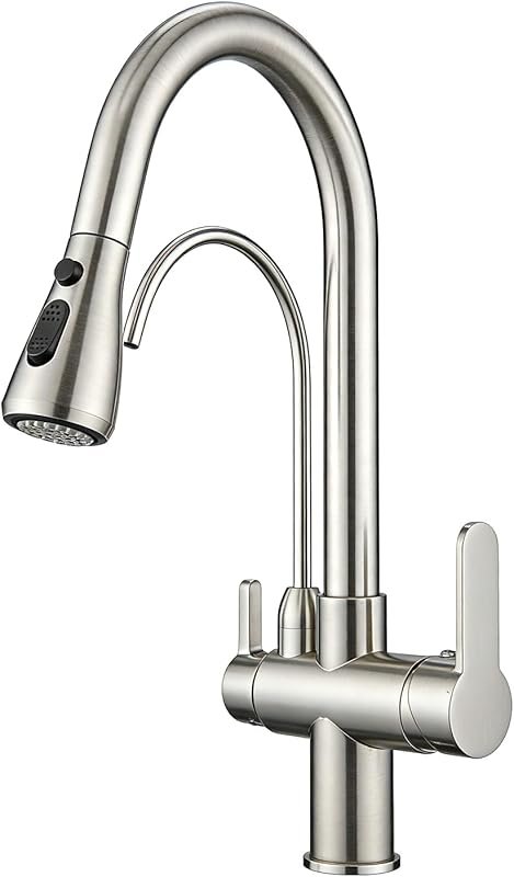 WANFAN 3-in-1 Kitchen Sink Faucet with Pull Down Sprayer and Water Fil