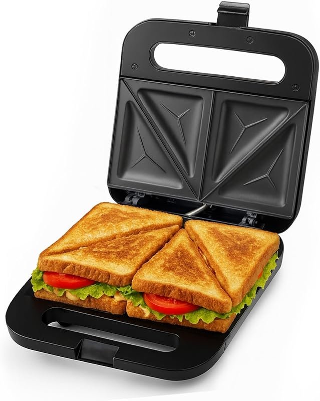 Ovente Electric Sandwich Maker with Non-Stick Plates, Cool Touch Handl