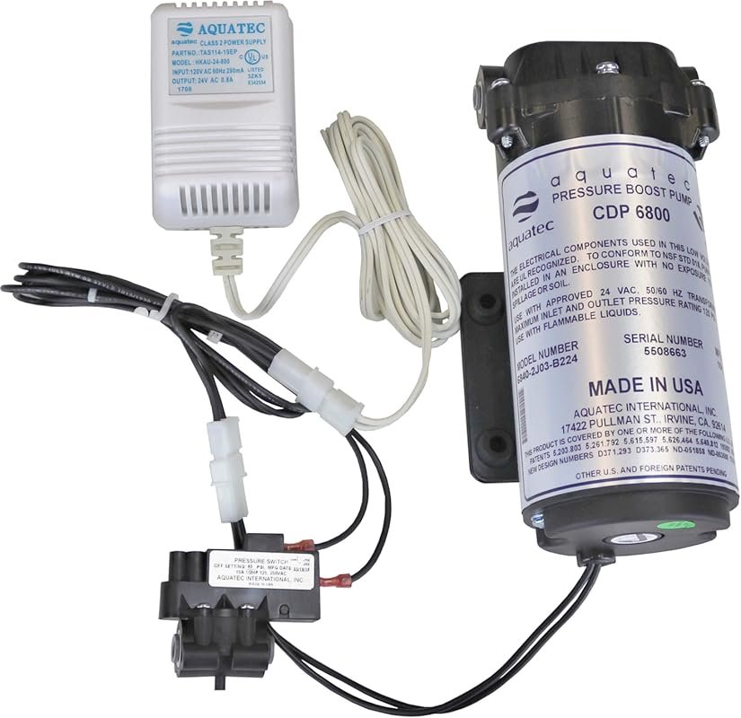 Aquatec 6800 Booster Pump Kit for up to 100 GPD Home RO Systems – Incl