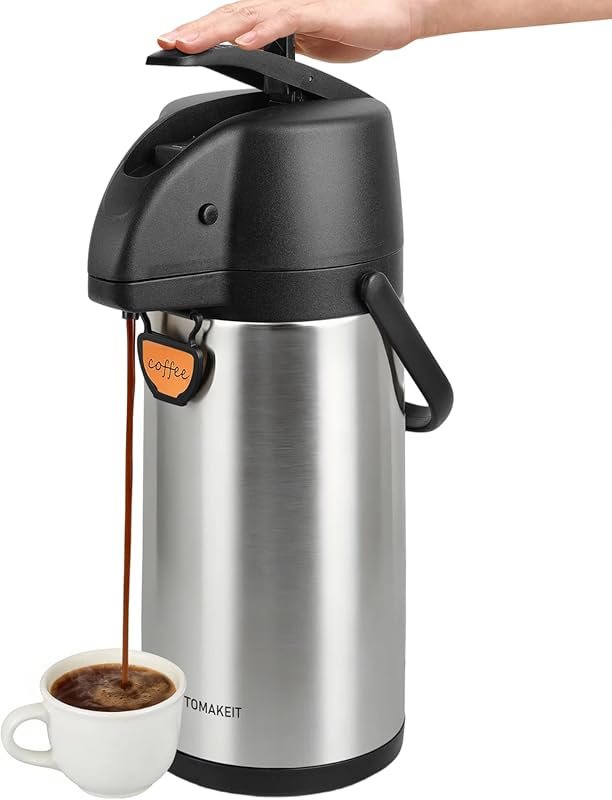 TOMAKEIT 102oz Airpot Coffee Dispenser with Pump, Insulated Stainless 