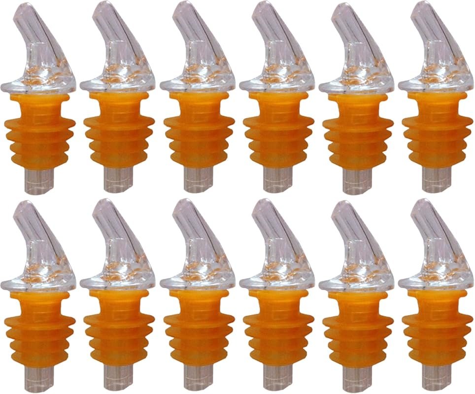 1 Dozen Large Amber Cork Free-Pour Spout for Wide-Neck Liquor Bottles