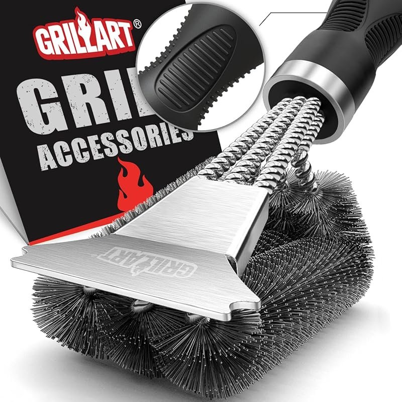 GRILLART Extra-Strong Wire-Bristle Grill Brush & Scraper for All Grill
