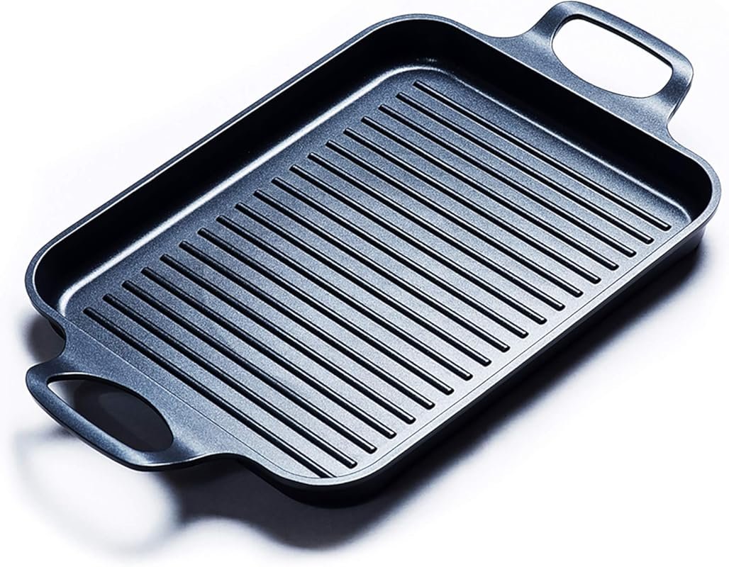 S·KITCHN Nonstick Induction Grill Pan for Stove Tops, Glass Grilling P