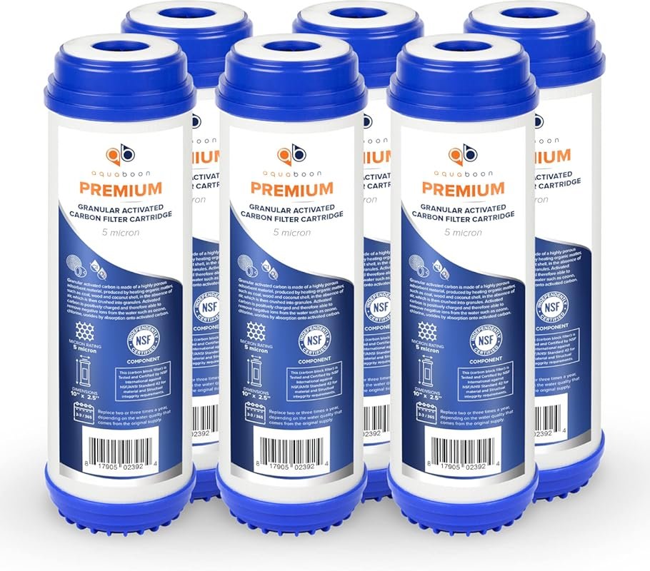 Aquaboon Premium 5-Micron GAC Filter Cartridge (6 Pack) Compatible wit