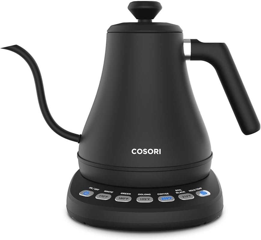 COSORI Gooseneck Kettle with 5 Presets, Stainless Steel, Pour Over Per
