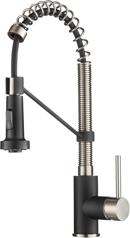 Matte Black 18-Inch Commercial Pull-Down Faucet with Dual Sprayer