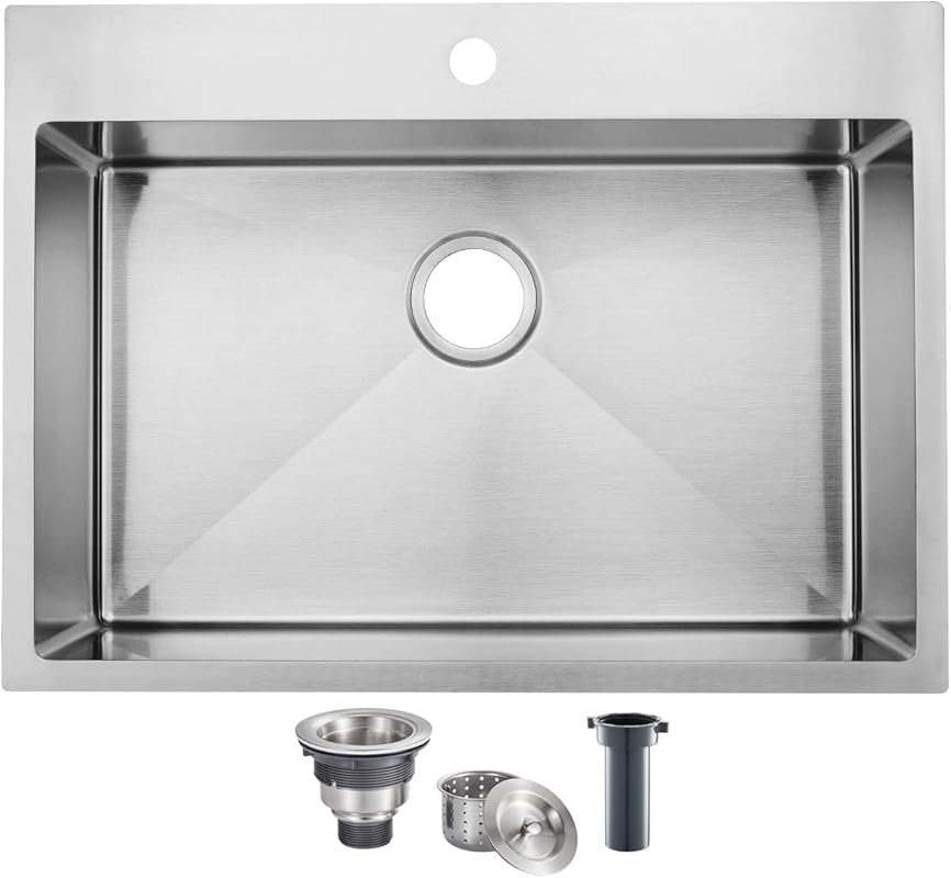 SHACO Commercial Handmade 16 Gauge T304 Stainless Steel Drop-In Kitche