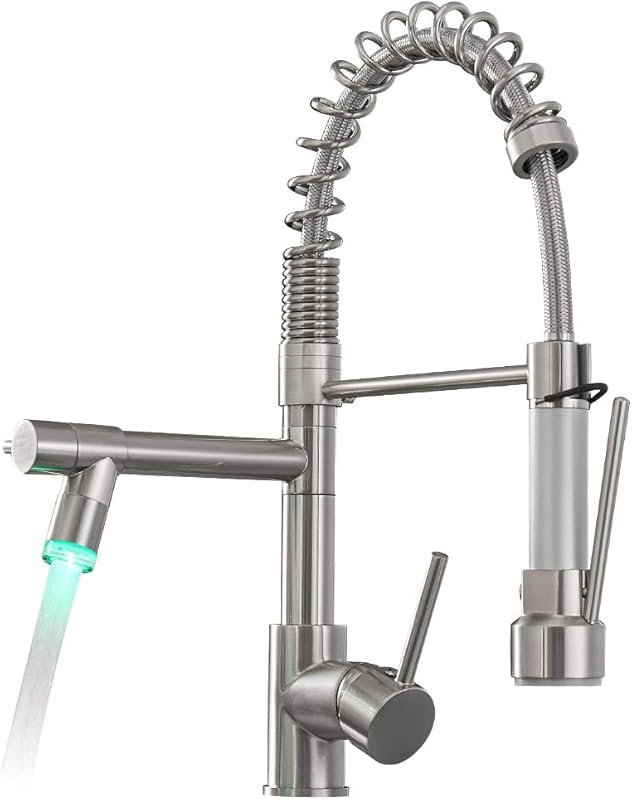 Commercial LED Light Pull-Down Kitchen Faucet for Farmhouse & RV Use