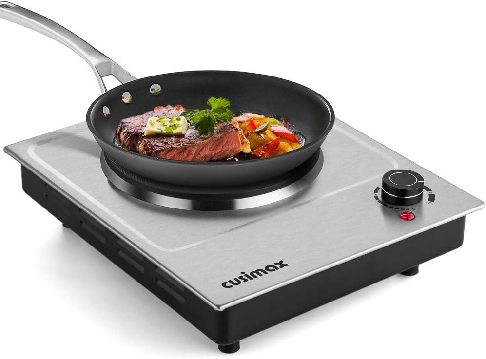 1500W CUSIMAX Electric Hot Plate with Stainless Steel Burner – Perfect