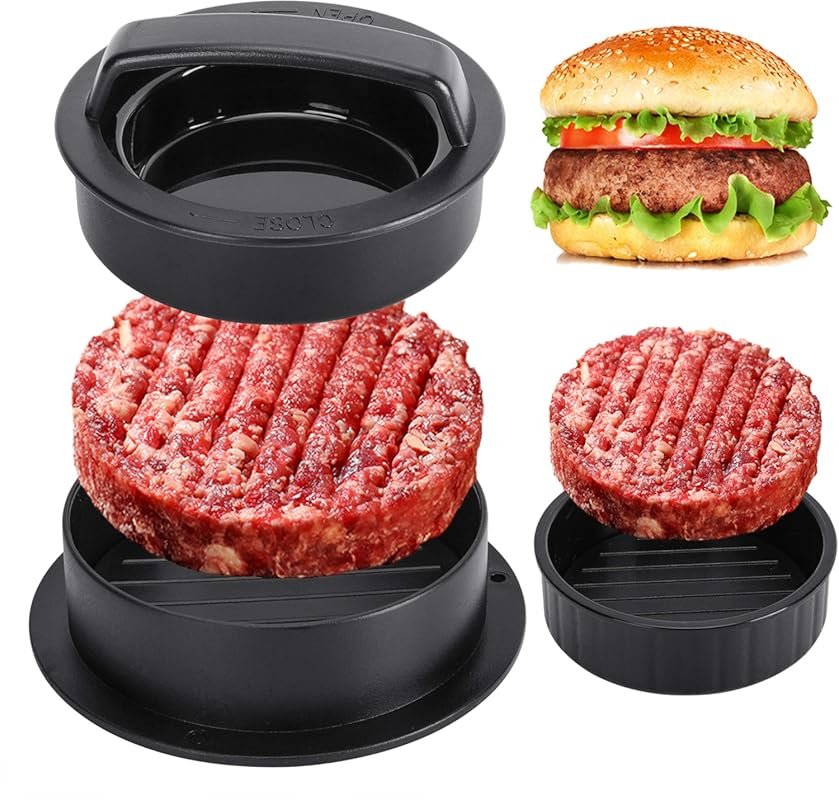 3-in-1 Non-Stick Burger Press – Slider & Stuffed Patty Maker for Kitch