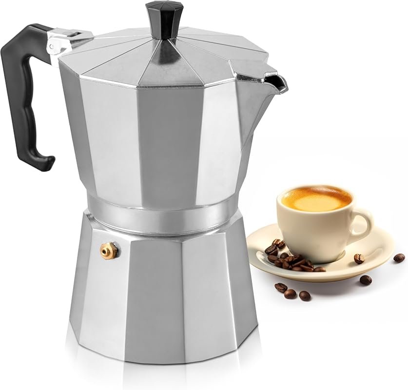 Mixpresso 3 Cup Moka Pot – Aluminum Stovetop Espresso Maker for Gas/El