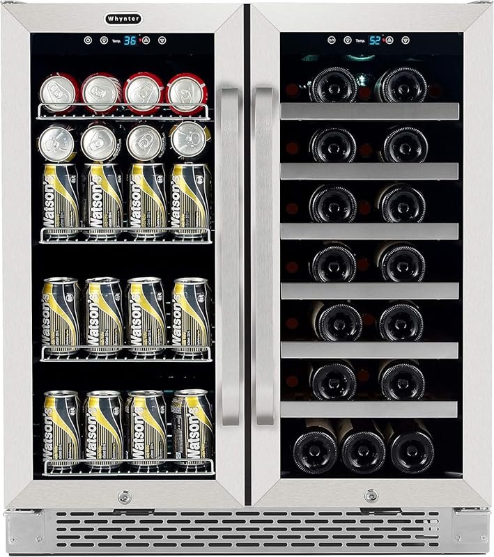 Whynter Built-in French Door Wine Refrigerator, Dual Zone 33 Bottle 24