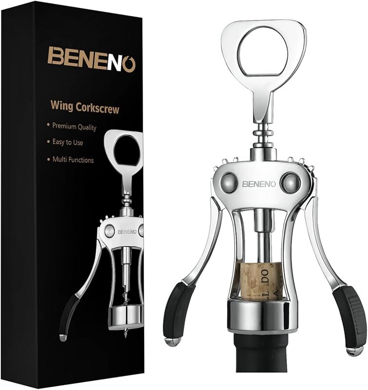 Premium Zinc Alloy Wing Corkscrew with Ergonomic Handle and Bottle Ope
