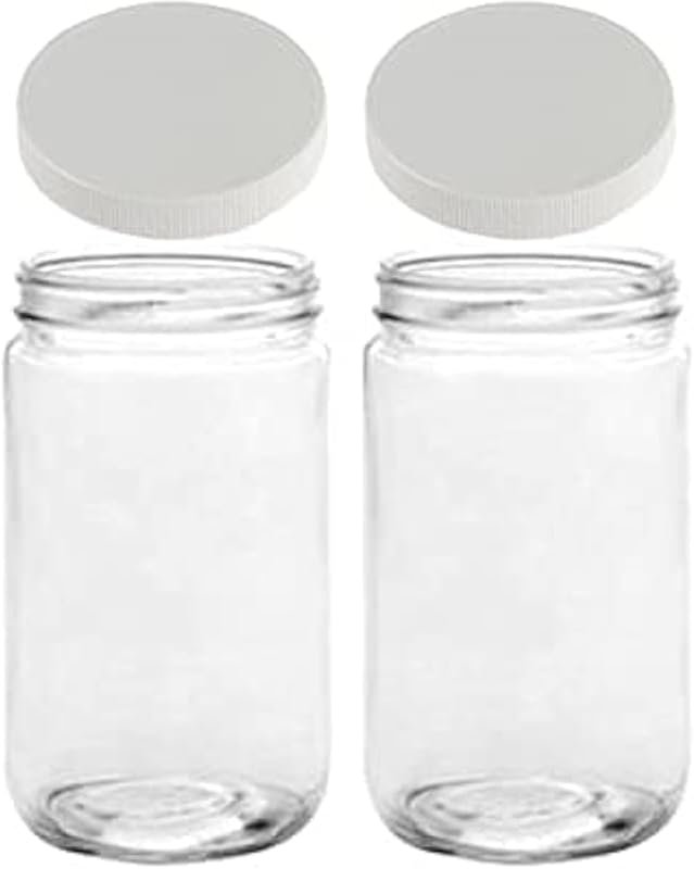 JARMING COLLECTIONS 2-Pack 32oz Extra Wide Mouth Glass Storage Jars wi