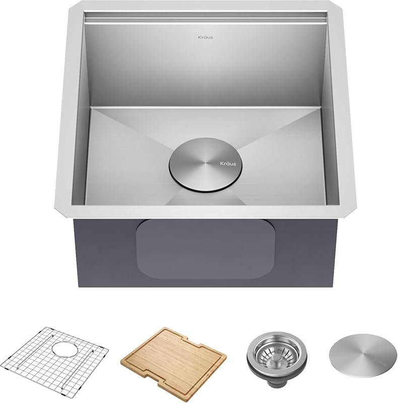Kraus Kore 17-Inch Undermount Workstation Bar Sink – 16-Gauge Stainles